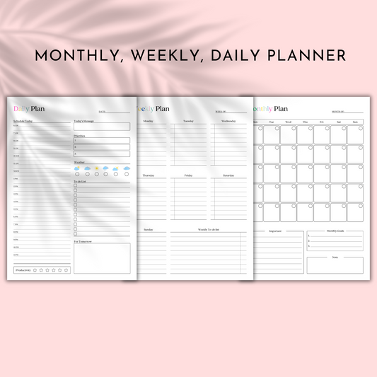 Printable Daily, Weekly, Monthly Planner